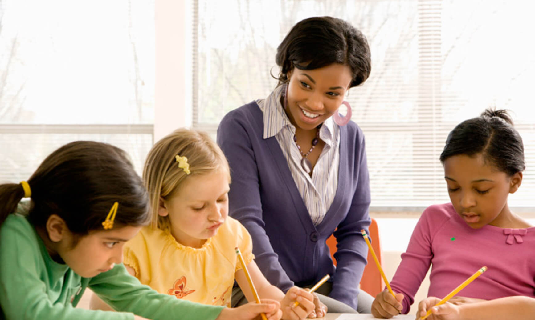 Teacher with students